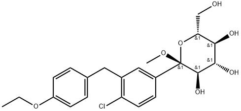 (2S,3R,4S,5S,6R)-2-(4-cloro-3-(4-etossibenzil)fenil)-6-(idrossimetil)-2-metossitetraidro-2H-piran-3,4,5-triolo