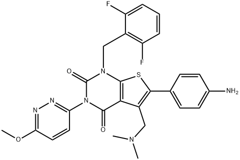 6-(4-amminofenil)-1-(2,6-difluorobenzil)-5-((dimetilammino)metil)-3-(6-metossipiridazin-3-il)tieno[2,3-d]pirimidina-2, 4(1H,3H)-dione