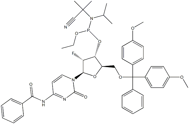 N4-benzoil-2'-deossi-5'-O-DMT-2'-fluoro-citidina fosforammidito