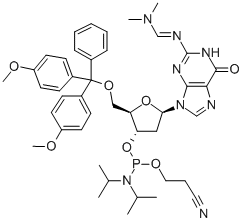 N4-(DIMETILAMINO)METILENE)-5'-O-(DIMETOSSITRITYL)-2'-DEOSSIGUANOSINA-3'-N,N-DIISOPROPIL (CIANOETIL) FOSFORAMMIDITE