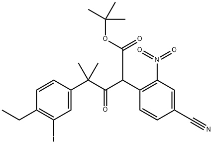 tert-butil 2-(4-ciano-2-nitrofenil)-4-(4-etil-3-iodofenil)-4-metil-3-ossopentanoato